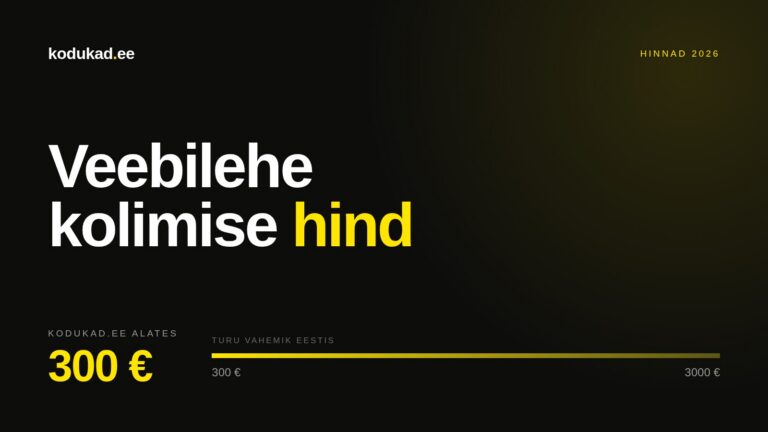Veebilehe kolimise hind 2026 — alates 300 eurost