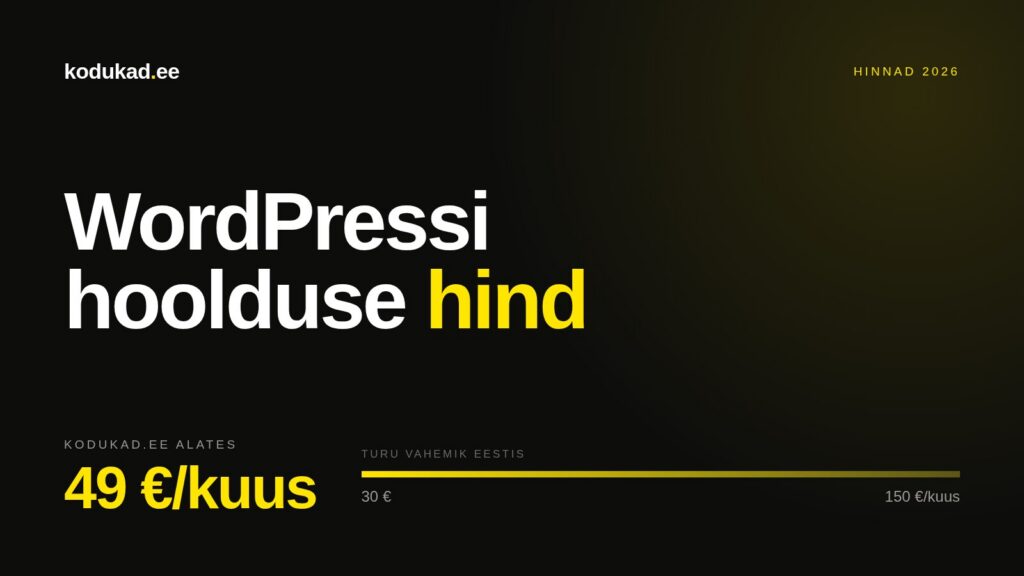 WordPressi hoolduse hind 2026 — alates 49 eurost kuus