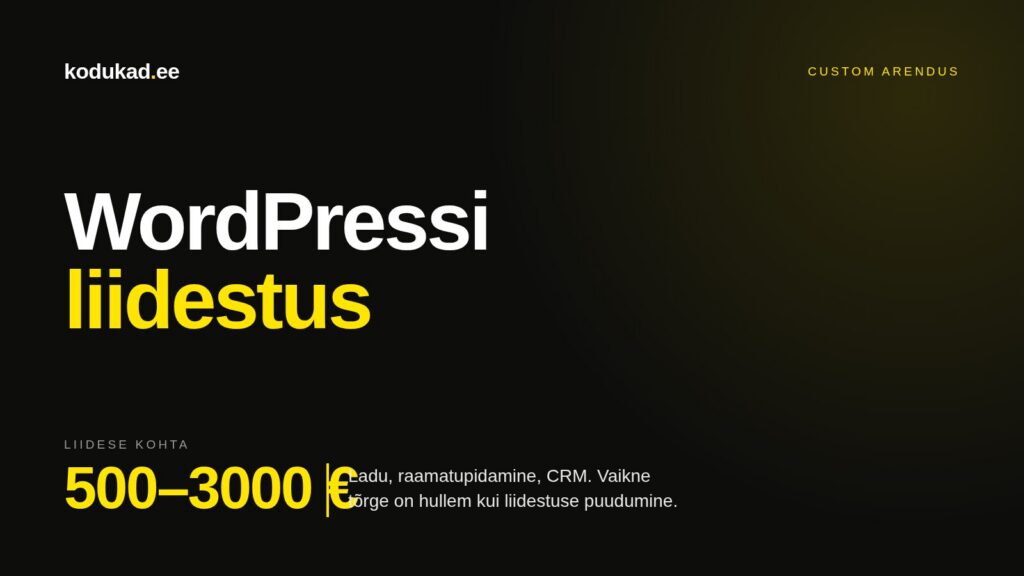 WordPressi liidestus — 500–3000 eurot liidese kohta